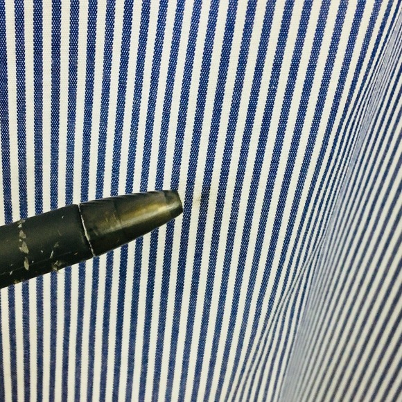 Mens 18-4/5 Brooks Bros Shirt Blue White Stripe Button Down Regular Fit Non Iron - Picture 8 of 8